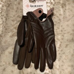 Isotoner women’s Dark Brown Leather Gloves